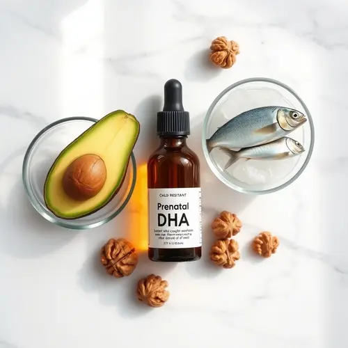 best DHA for pregnancy omega-3 bottle on white background